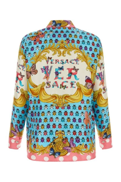 Shop Versace Woman Printed Satin Shirt In Multicolor