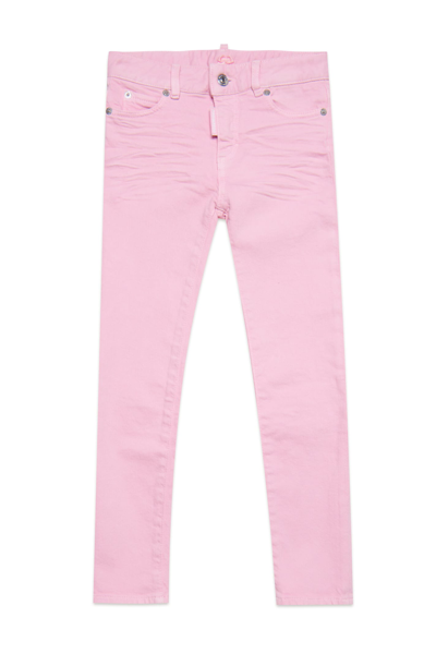 Shop Dsquared2 D2p101f M/waist Twiggy J-eco Trousers Dsquared Twiggy Skinny Jeans In Colorful Organic Cotton In Pink Lady