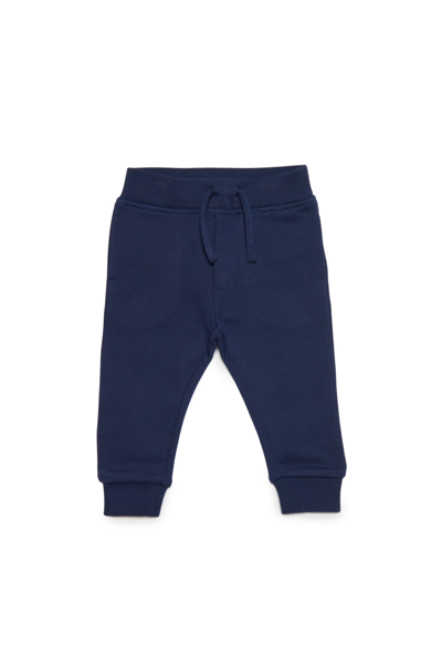 Shop Dsquared2 D2p658b Trousers Dsquared Cotton Fleece Jogger Pants With Tiny Leaf In Eclipse Blue