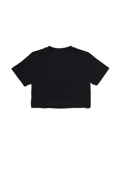 Shop Dsquared2 D2t974f T-shirt Dsquared Cropped Crew-neck Jersey T-shirt With Colour The World Lettering In Black
