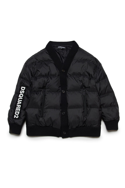 Shop Dsquared2 D2j427m Jacket Dsquared Cardigan-type Padded Jacket With Logo In Black