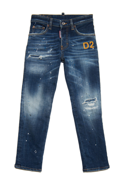 Shop Dsquared2 D2p438u Stanislav Jean Trousers Dsquared Stanislav Jeans Straight Medium Blue Shaded With Breaks And In Blue Denim