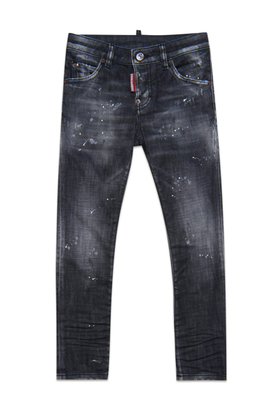 Shop Dsquared2 D2p43lvf Cool Girl Jean Trousers Dsquared Cool Girl Skinny Black Jeans Shaded With Spots In Denim Black