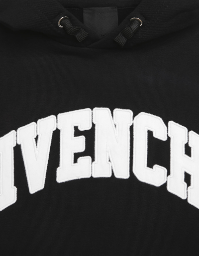 Shop Givenchy Black Hoodie With White Arched Logo In Nero