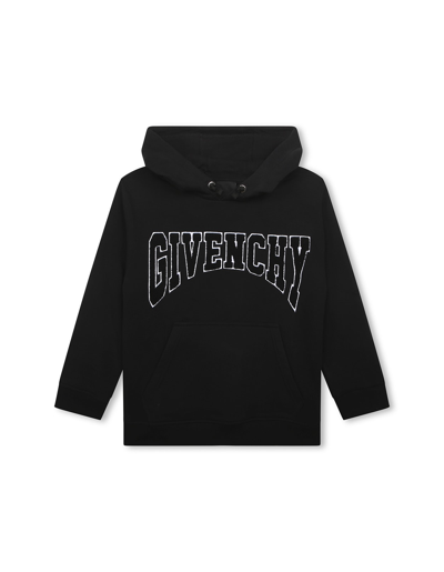 Shop Givenchy Black Hoodie With Embroidered Logo In Nero