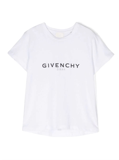 Shop Givenchy White T-shirt With Front And Back Logo In Bianco