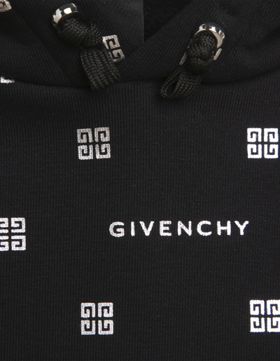 Shop Givenchy Black Hoodie With All-over  4g Print In Nero
