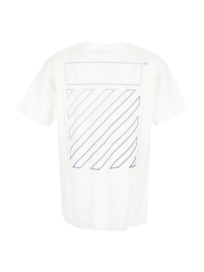 Shop Off-white Embroidered Diagonal Tab Casual T-shirt In White