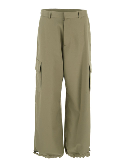 Shop Off-white Ow Embroidered Drill Cargo Pants In Green