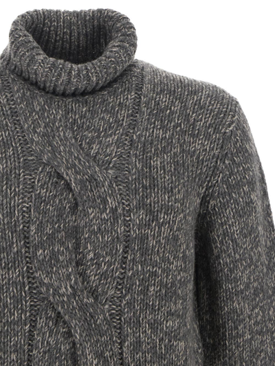 Shop Brunello Cucinelli Knit Turtleneck Sweater In Grey