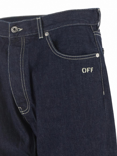 Shop Off-white Off Embroidered Skate Jeans In Blue