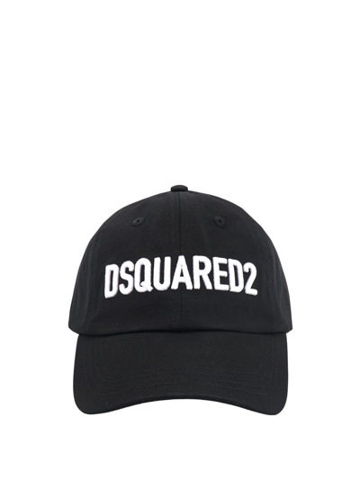 Shop Dsquared2 Logo Embroidered Curved Peak Cap In Black