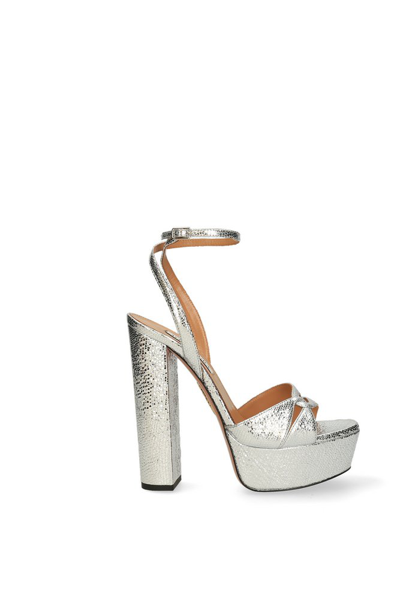 Shop Aquazzura Metallic Platform Sandals In Silver