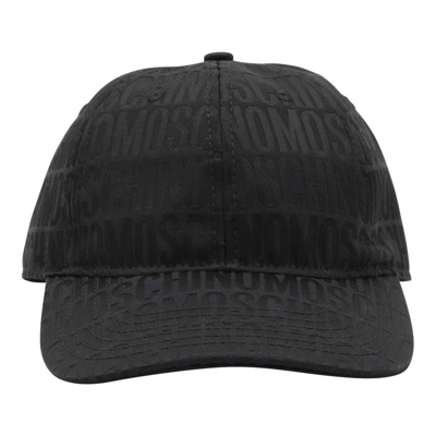 Shop Moschino Allover Logo Baseball Cap In Black