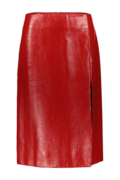 Shop Balenciaga Zip Detailed High Waist Skirt In Red