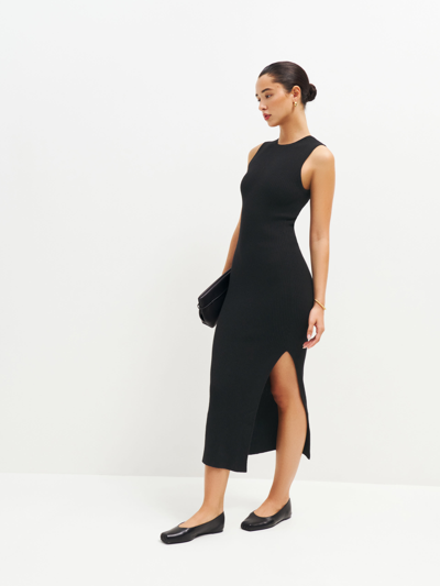 Shop Reformation Basil Cashmere Sleeveless Sweater Dress In Black