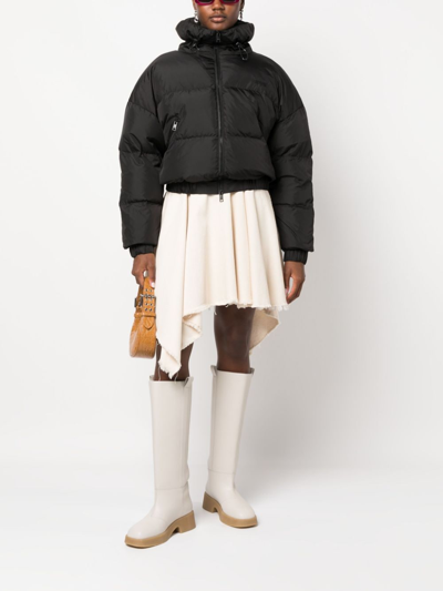 Msgm Ripstop Nylon Cropped Down Jacket In Black