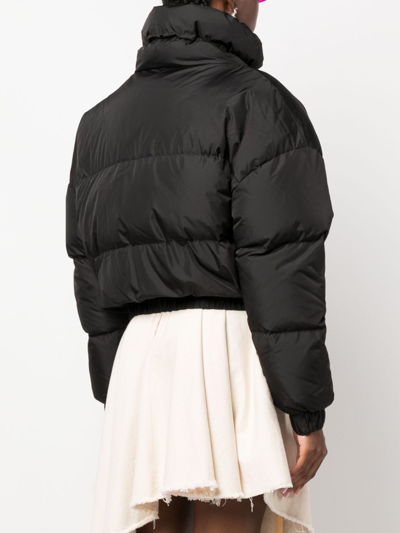 Shop Msgm Ripstop Cropped Down Jacket In Black