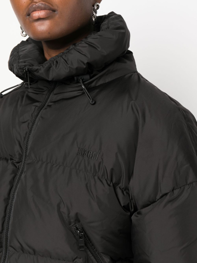 Msgm Ripstop Nylon Cropped Down Jacket In Black