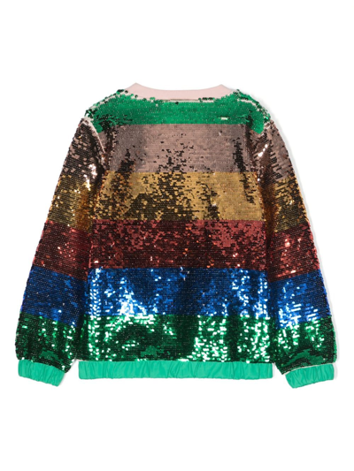 Stella Mccartney Sequin-embellished Striped Sweatshirt In Red