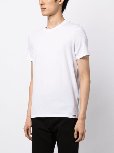 Tom Ford Placed Rib Slim-fit Lyocell And Cotton-blend T-shirt In White