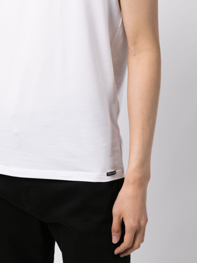 Tom Ford Placed Rib Slim-fit Lyocell And Cotton-blend T-shirt In White