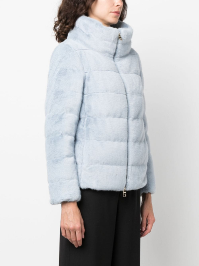 Herno Faux-fur Padded Jacket In Blue