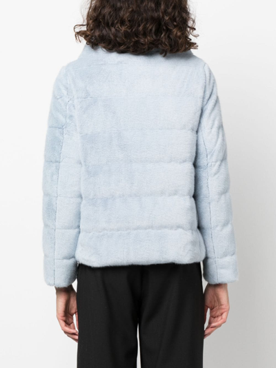 Herno Faux-fur Padded Jacket In Blue