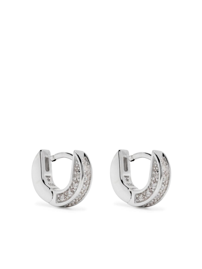 Tom Wood Sterling Silver Nova Huggies Zirconia Earrings In Silver