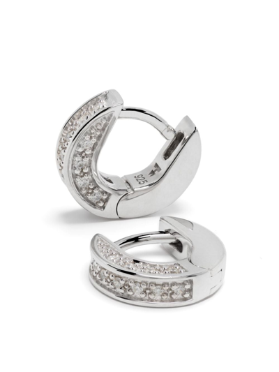 Tom Wood Sterling Silver Nova Huggies Zirconia Earrings In Silver