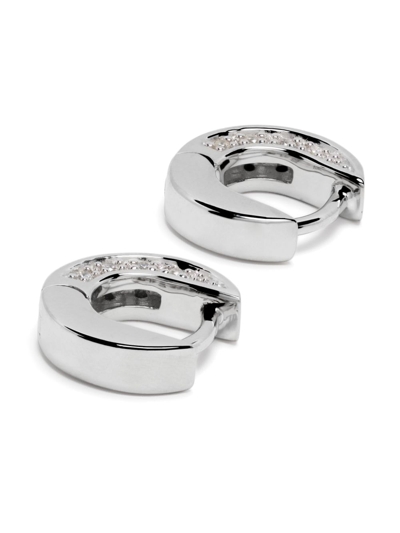 Tom Wood Sterling Silver Nova Huggies Zirconia Earrings In Silver