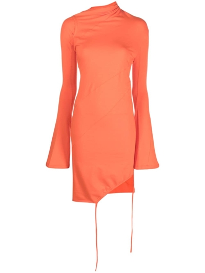 Shop Ottolinger Asymmetric-neck Midi Dress In Orange