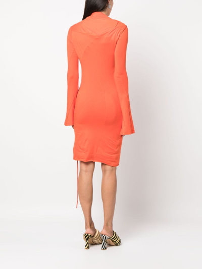 Shop Ottolinger Asymmetric-neck Midi Dress In Orange