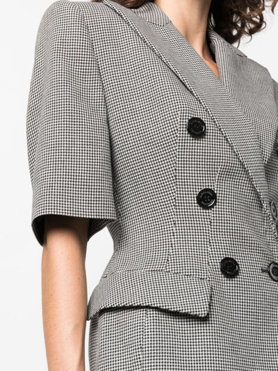 Shop Alexandre Vauthier Houndstooth-pattern Short-sleeve Blazer In Black