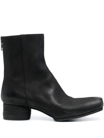 Shop Uma Wang 45mm Zip-up Leather Ankle Boots In Black