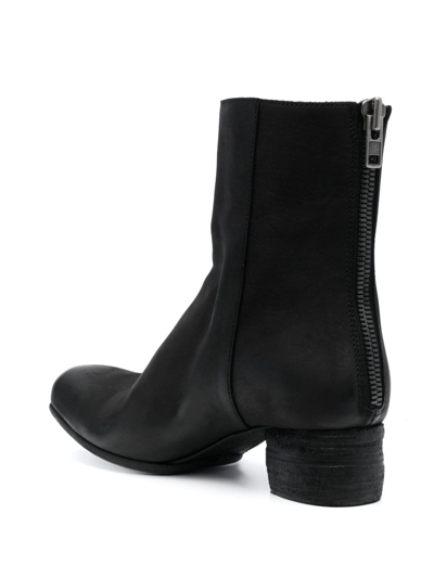 Shop Uma Wang 45mm Zip-up Leather Ankle Boots In Black
