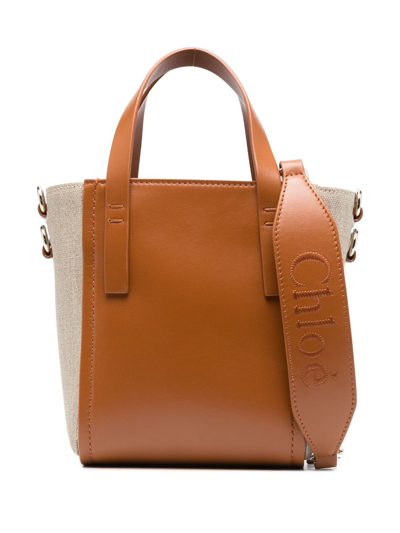 Shop Chloé Medium Sense Leather Tote Bag In Brown