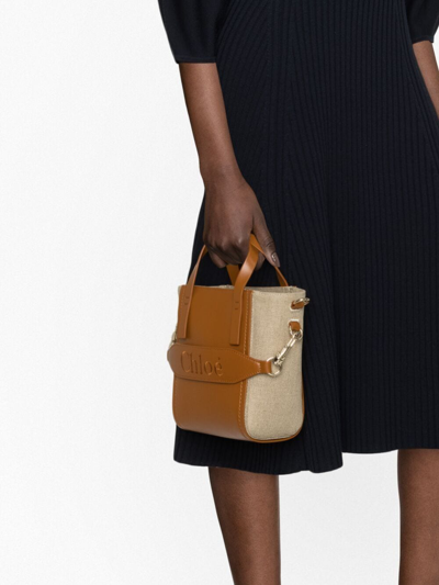 Shop Chloé Medium Sense Leather Tote Bag In Brown