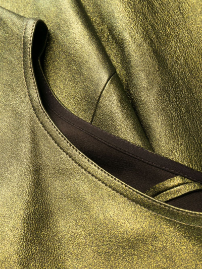 Shop Rick Owens Asymmetric Stretch-leather Dress In Green