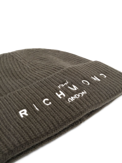 Shop John Richmond Thiri Ribbed-knit Beanie In Grey