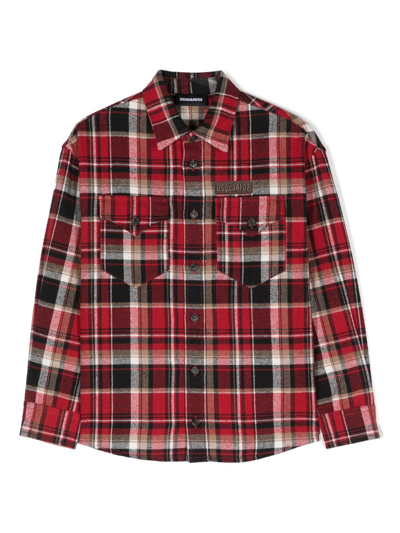 Shop Dsquared2 Check-print Cotton Shirt In Red