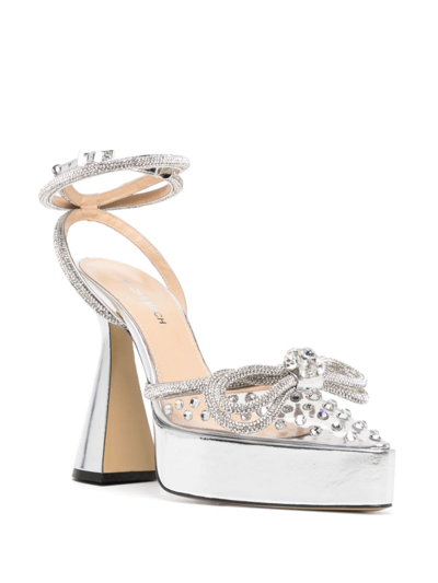 Shop Mach & Mach Crystal-embellished Bow-detail Pumps In Silver