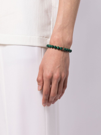 Shop Sydney Evan 14kt Yellow-gold Malachite Emerald Beaded Bracelet In Green