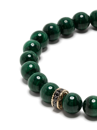 Shop Sydney Evan 14kt Yellow-gold Malachite Emerald Beaded Bracelet In Green