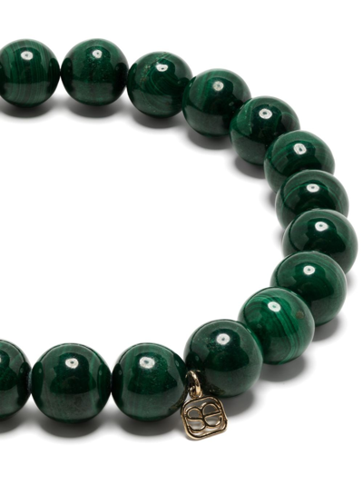 Shop Sydney Evan 14kt Yellow-gold Malachite Emerald Beaded Bracelet In Green