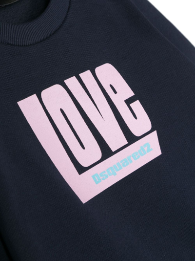 Shop Dsquared2 Slogan-print Cotton Sweatshirt In Blue
