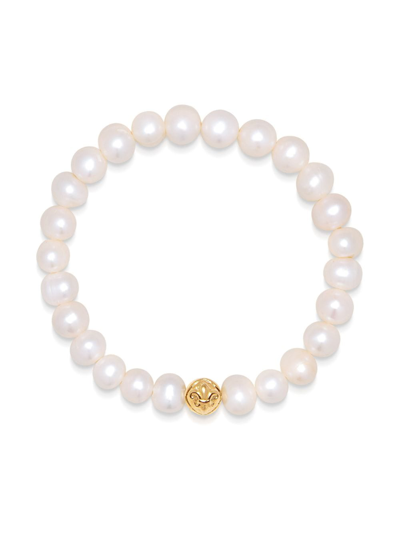 Shop Nialaya Jewelry Freshwater Pearl Slip-on Bracelet In Gold
