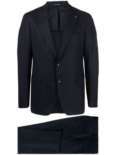 Tagliatore Brooch-detail Single-breasted Suit In Blue