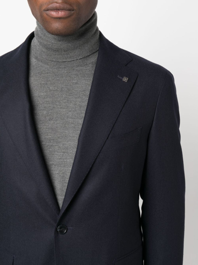 Tagliatore Brooch-detail Single-breasted Suit In Blue