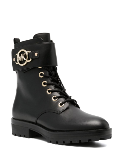 Shop Michael Michael Kors Rory Lace-up Leather Boots In Black